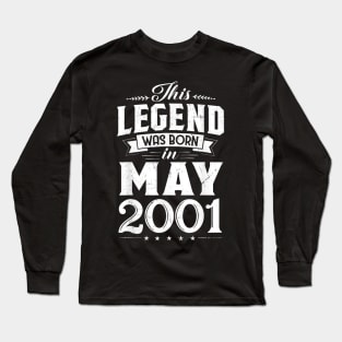 Born In May 2001 Retro Vintage 19th Bday Gift Long Sleeve T-Shirt